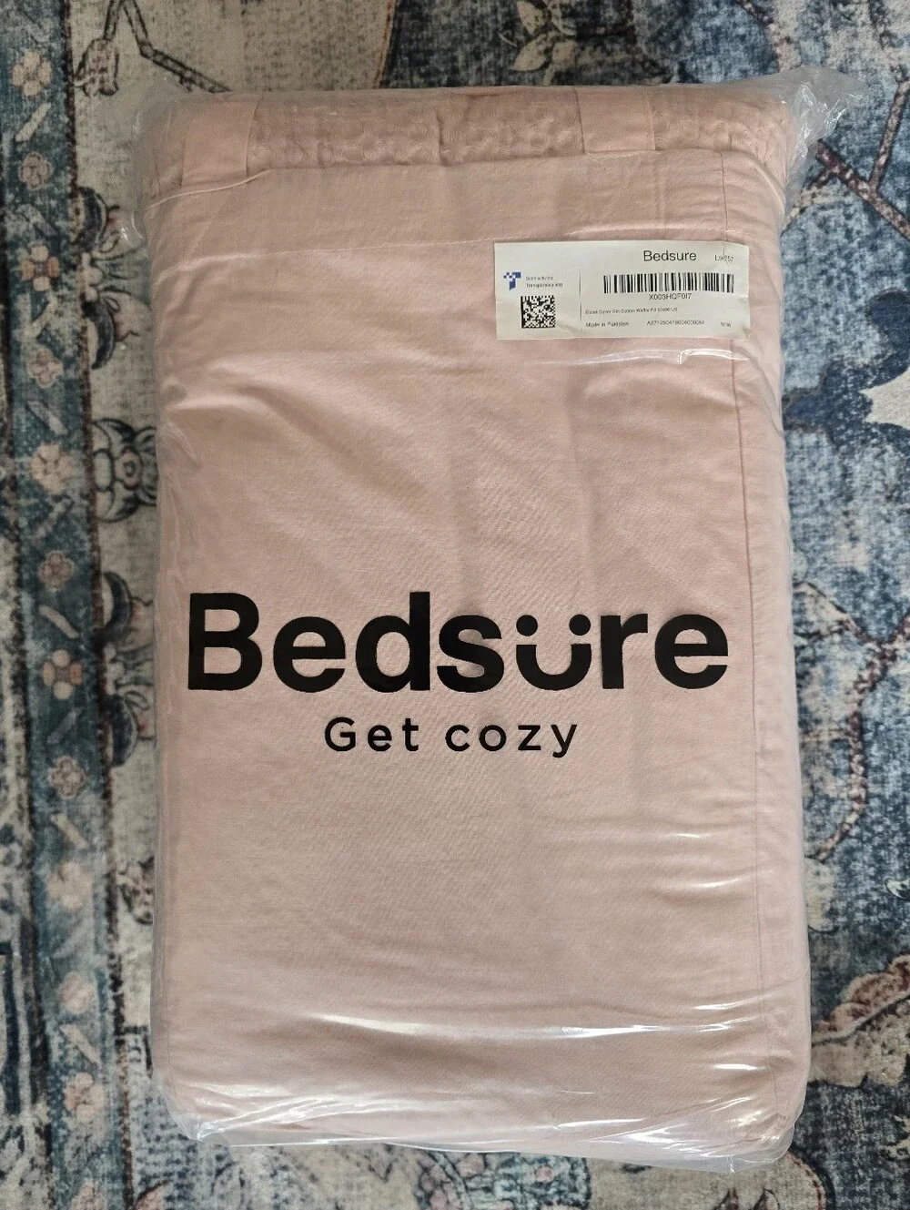Bedsure Cotton Duvet Cover Queen - 100% Cotton Waffle Weave Pink 3 Piece 90X90